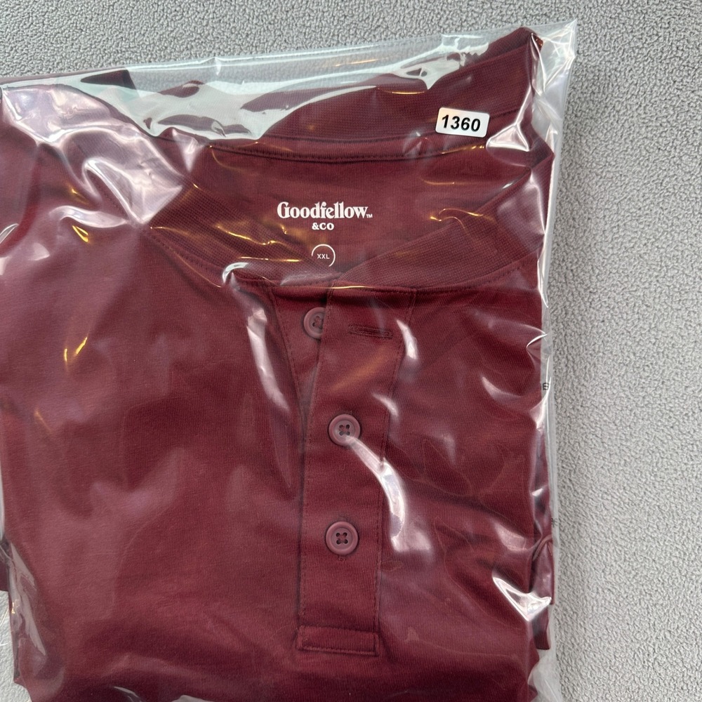 Goodfellow & Co Mens XXL Burgundy Long Sleeve Henley Shirt Cotton Casual Top NWT - Picture 6 of 6